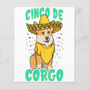 Flyer Cinco de Mayo canino gracioso de Corgi con Poncho 