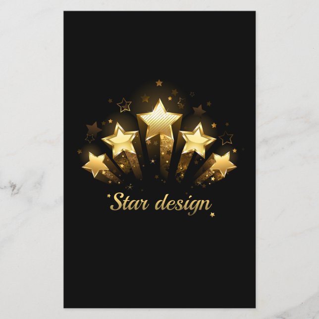 Flyer Cinco estrellas de oro en negro (Frente)