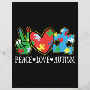 Flyer Cinta de rompecabezas de Autismo de Paz Amor Autis