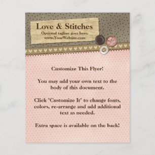 Flyer Cinta y Botones Cosidos Rústicos sobre Arpillera p