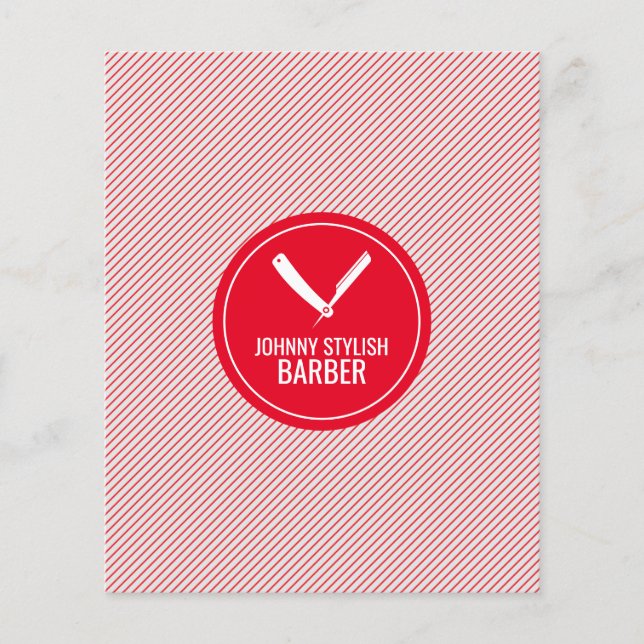 Flyer Círculo de la barbería y cubierta roja de rayas (Frente)