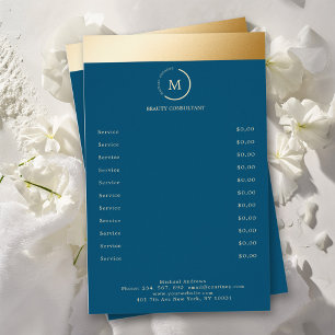 Flyer Círculo monogramo de banda dorada azul