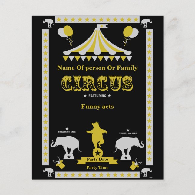 Flyer Circus Party Posters And Cards (Frente)