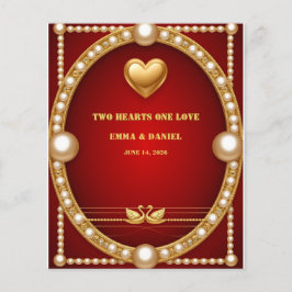 Flyer Cisne de Boda de Oro Rojo Pareja Decoración 💍