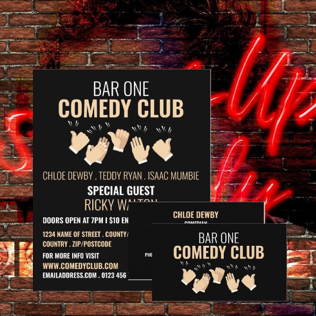 Flyer Clapping Hands, Comedian, Comedy Club Advertising (Subido por el creador)