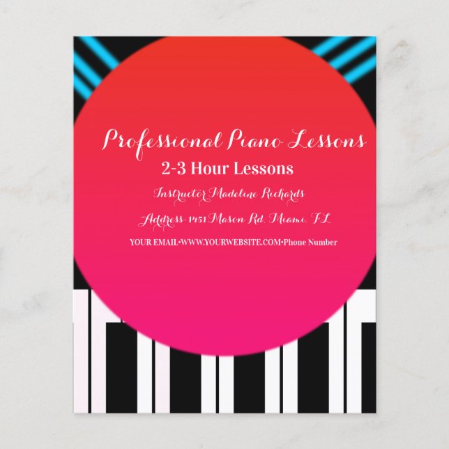 Flyer Clase de piano Instructor de teclado musical Tutor (Frente)