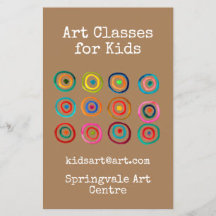 Flyer Clases de arte para niños círculos de arcoiris emp