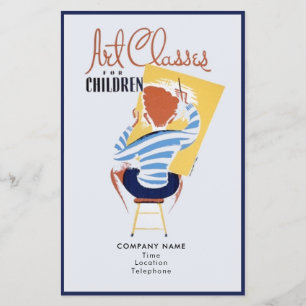 Flyer Clases de arte para niños Vintage Retro Promo