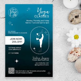 Flyer Clases de estudio de instructor de yoga con estrel