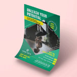 Flyer Clases de Fitness de Yoga Gimnasio de fotografía d<br><div class="desc">Promueva sus clases de gimnasia o estudio de yoga con este moderno diseño de Trainer Flyer. Con un diseño verde azulado y amarillo moderno con espacio para una foto, su logotipo, línea de etiqueta o título, texto personalizado y una oferta promocional. Puedes editar todo el texto y los colores para...</div>
