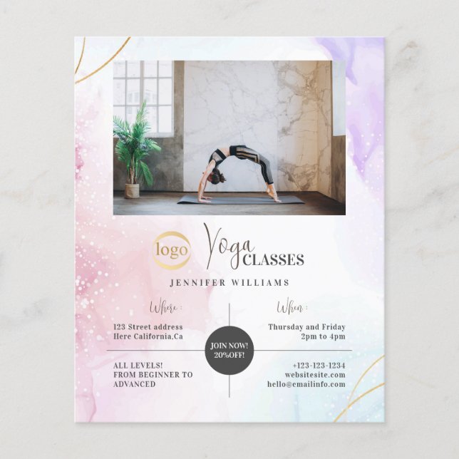 Flyer Clases de instructores de yoga Logo fotográfico Wa (Frente)