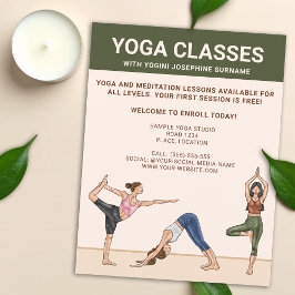 Flyer Clases de Yoga Instructor de Yoga Lecciones de Med