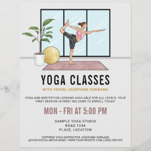 Flyer Clases de Yoga Postura del Bailarín Instructor de 