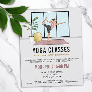 Flyer Clases de Yoga Postura del Bailarín Instructor de 