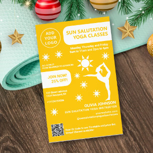 Flyer Clases de yoga Saludo al Sol en estudio con instru