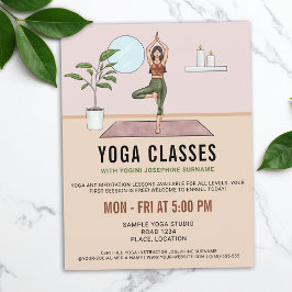 Flyer Clases de Yoga Tree Pose Yogini Instructor Leccion
