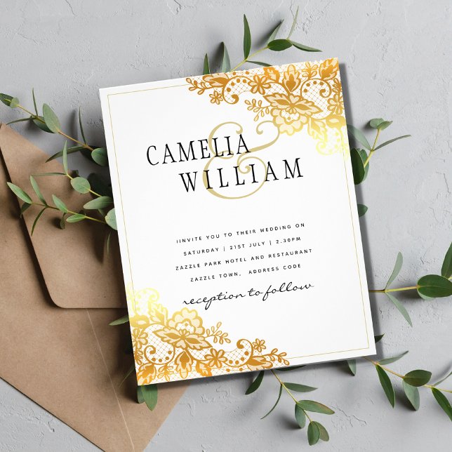 Flyer Clásico de Invitación a la Boda Blanca de encaje d (Subido por el creador)