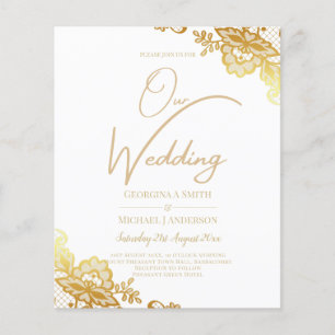 Flyer Clásico de Invitación a la Boda Blanca de encaje d
