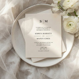 Flyer Clásico Presupuesto Monograma Blanco Boda de 4 Fot