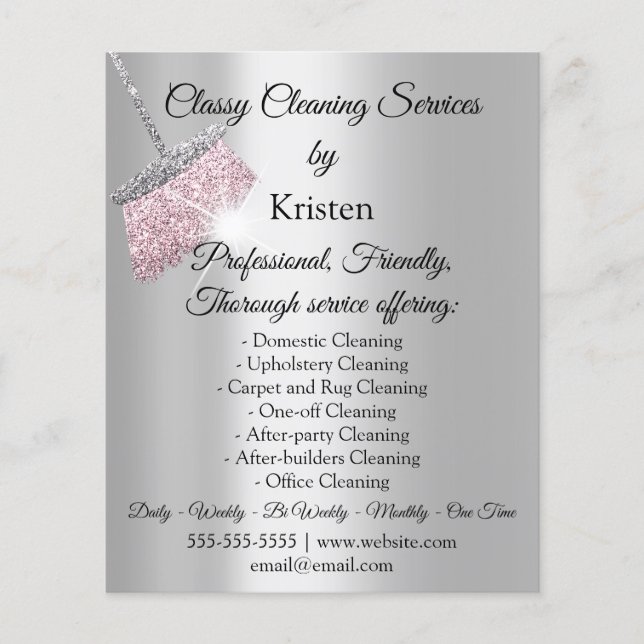 Flyer Classy Cleaning Services House Keeping Gray Pink F (Frente)