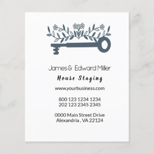 Flyer Clave principal de propiedad floral de bonito Blue