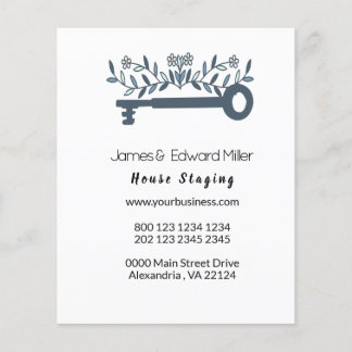 Flyer Clave principal de propiedad floral de bonito Blue