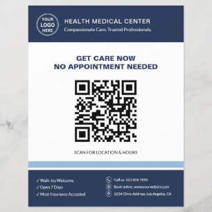 Flyer Clínica Médica Doctor QR Atención Urgente Sin Cita