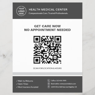 Flyer Clínica Médica Doctor QR Atención Urgente Sin Cita