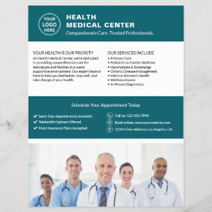 Flyer Clínica Médica Logo Personalizado Foto QR Doctor