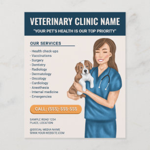 Flyer Clínica Veterinaria Servicios Veterinarios Cuidado