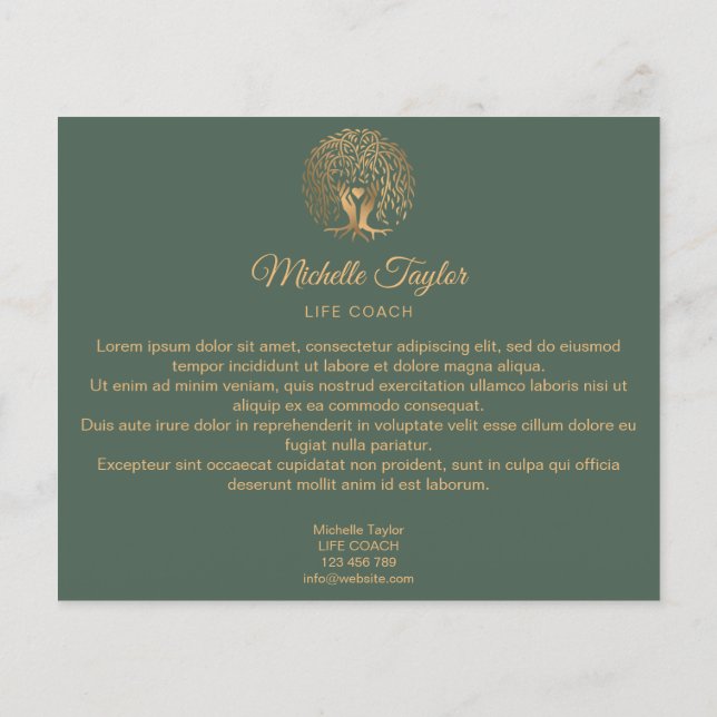 Flyer Coach Willow Tree de la Vida, Terapia, Psicólogo (Atrás)