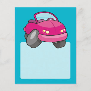 Flyer Coche de dibujos animados rosa