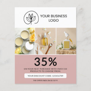 Flyer Código de descuento de marketing de rosa polvorien