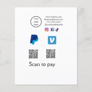 Flyer Código Q R barrido PayPal venmo pay add social med