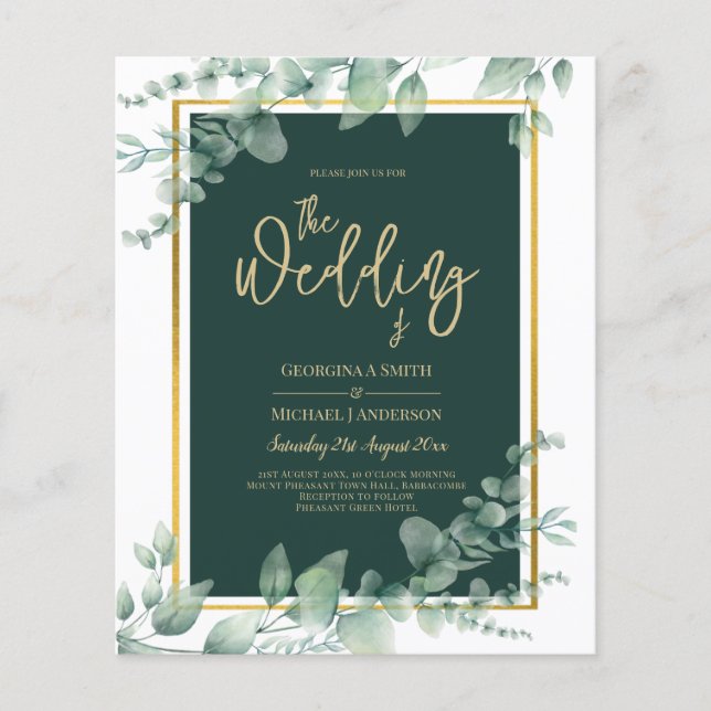 Flyer CÓDIGO QR BODA de oro de LeahG Eucalyptus Greenery (Frente)