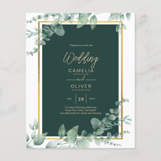 Flyer CÓDIGO QR BODA de oro de LeahG Eucalyptus Greenery (Frente)