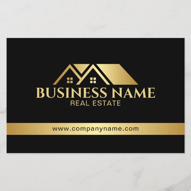 Flyer Código QR de bienes raíces de Casa de Oro de Lujo  (Frente)