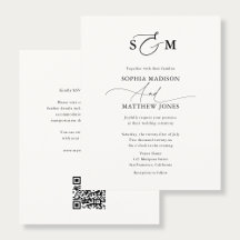 Código QR de boda con tipografía monograma económi
