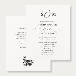 Flyer Código QR de boda con tipografía monograma económi