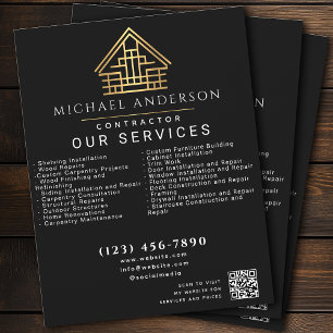 Flyer Código QR de construcción de viviendas de construc