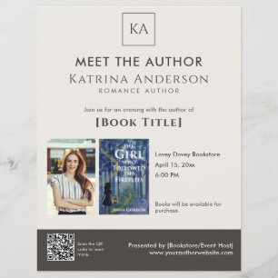 Flyer Código QR de firma de libros personalizados para e