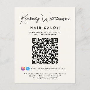Flyer Código QR de guión de firma de nombre comercial