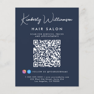 Flyer Código QR de guión de firma de nombre comercial az