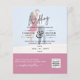 Flyer Código QR de Invitación de Boda con Foto Rosa Guar