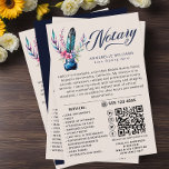 Flyer Código QR de la pluma de la piel de la acuarela pú<br><div class="desc">Volante de negocios monograma moderno y elegante de piel de color acuático. Este sofisticado diseño cuenta con una pluma de plumas vintage y una pastilla de tinta adornada con elementos florales sobre un fondo rosa de color rosa. El frente muestra "notario" en la moderna tipografía escrita a mano, junto a...</div>