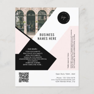 Flyer Código QR de logo personalizado Foto Rosa Simple P
