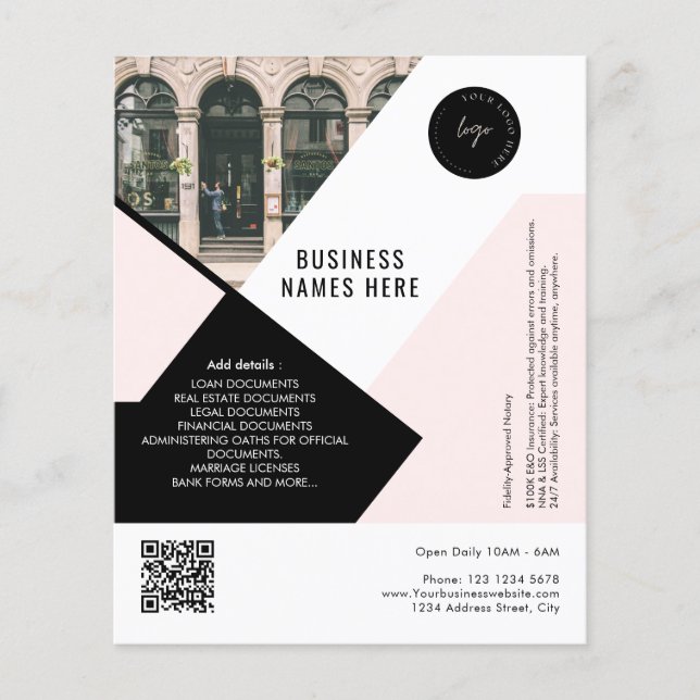 Flyer Código QR de logo personalizado Foto Rosa Simple P (Frente)