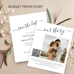 Flyer Código QR de presupuesto foto simple boda guardar