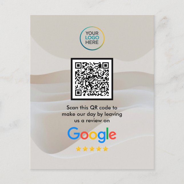 Flyer Código QR de reseñas de Google personalizado (Frente)