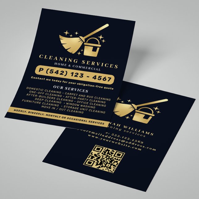 Flyer Código QR de servicios de limpieza de casas de mar (Subido por el creador)